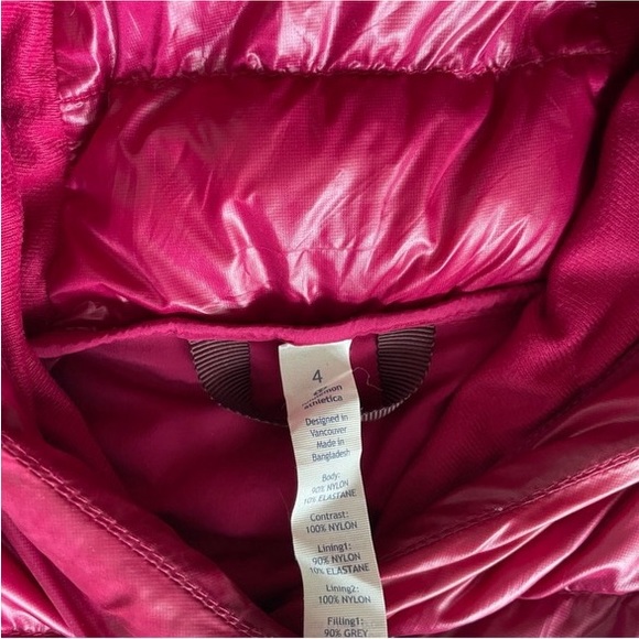 Lululemon Fuschia Nylon Goose Down Puffer Zipper Hoodie 4 - Picture 5 of 11